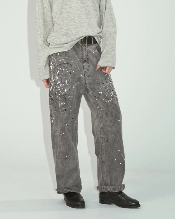 画像1: 【ensou.(エンソウ)】Splash Painter Jeans/ Sumi-dyed Grey