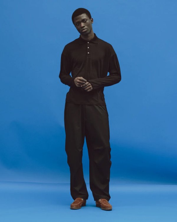 画像2: 【MARKAWARE(マーカウェア)】Super 160’s Wool Washable Knit Long Sleeve Polo　”Black”