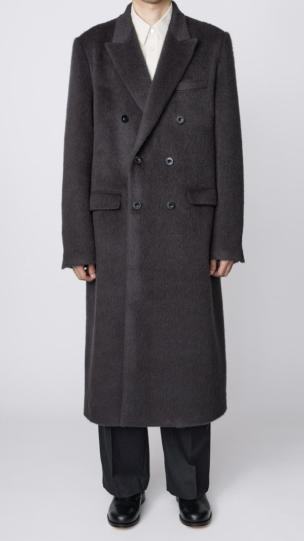 画像1: 【IRENISA(イレニサ)】DOUBLE-BREASTED CHESTER COAT / GREEN BLACK