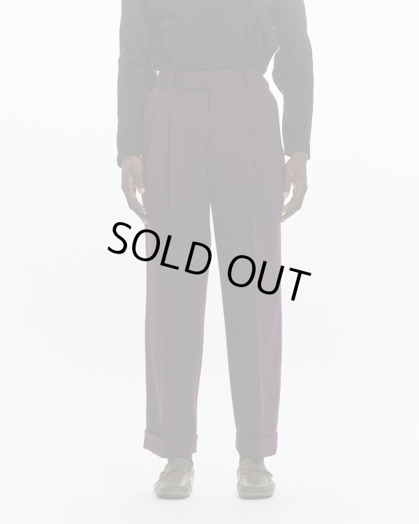 画像3: 【MARKAWARE(マーカウェア)】Polwarth Tuxedo Cloth Double Pleated Wide Trousers "Purple"