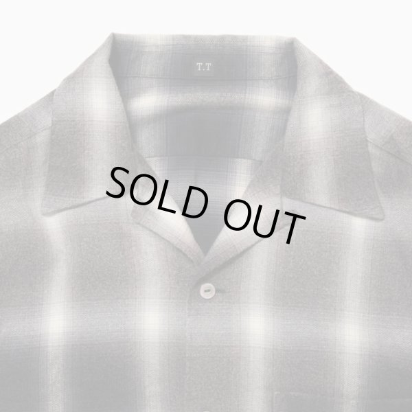 画像3: 【T.T(Taiga Takahashi)】Lot.101 Open Collar Shirt / BLEACHED GRAY PLAID