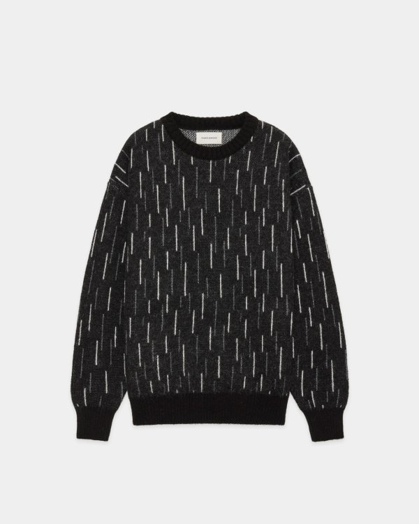 画像4: 【MARKAWARE(マーカウェア)】Natural Colar Alpaca Rain Drop Pattern Jumpe　”natural black mix”