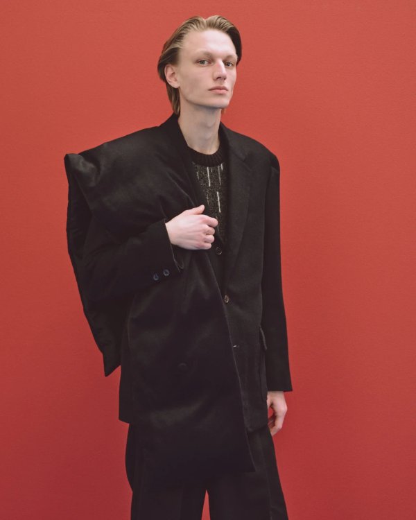 画像3: 【MARKAWARE(マーカウェア)】Natural Colar Alpaca Rain Drop Pattern Jumpe　”natural black mix”