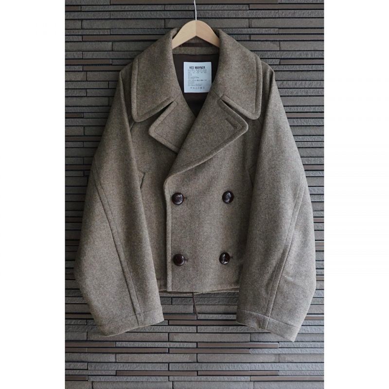 HED MAYNER(ヘドメイナー)】CROPPED PEA COAT/ CEDAR BROWN - VELVET