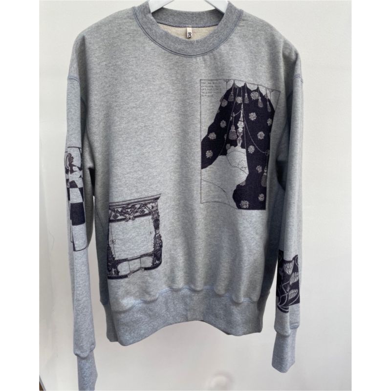 【KHOKI(コッキ)】Beardsley graphic-print sweatshirt/ Gray - VELVET