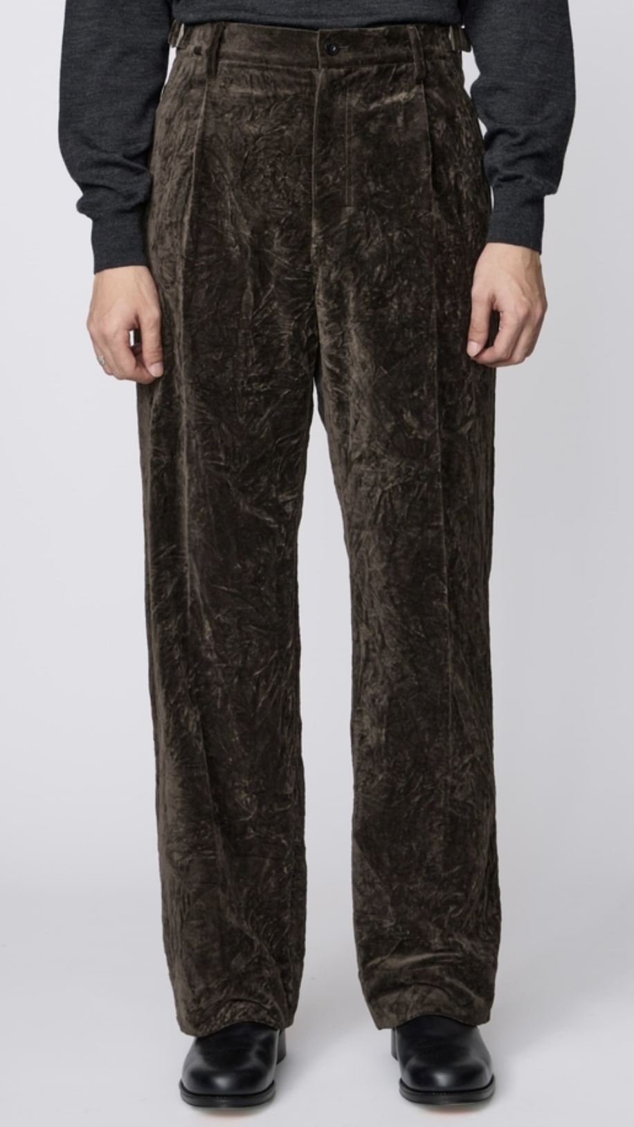 IRENISA(イレニサ)】ONE TUCK STRAIGHT TROUSERS / DARK BROWN